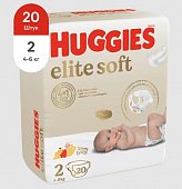 Huggies (Хаггис) подгузники EliteSoft 2, 4-6кг 20 шт, Кимберли Кларк