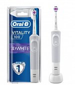 Орал-Би (Oral-B) электрическая зубная щетка Vitality 3D White 100 с насадкой, белая, Braun GmbH